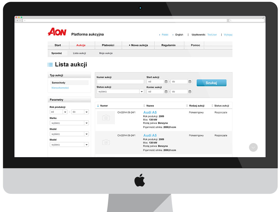 AON Services - platforma aukcyjna