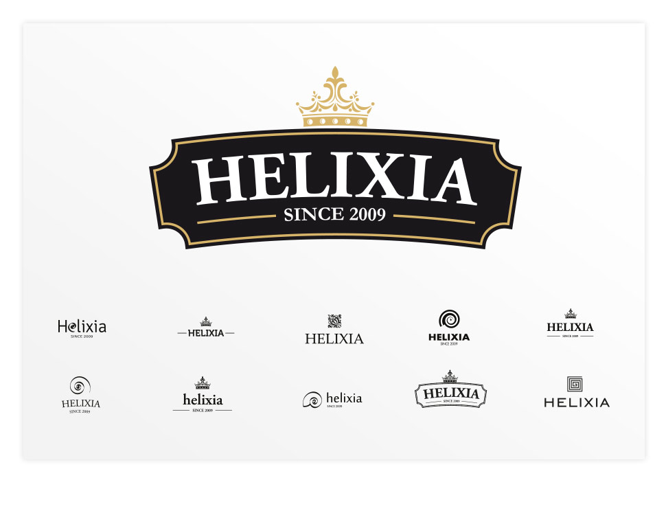 Helixia - Brand logo and Product packaging