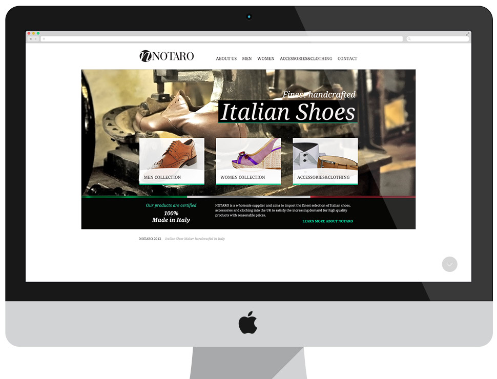 Notaro Shoes - strona wizerunkowa CMS Drupal