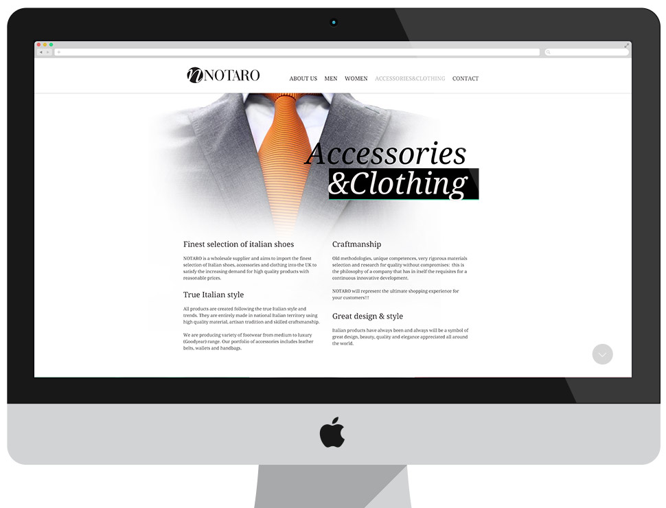 Notaro Shoes - Image page CMS Drupal