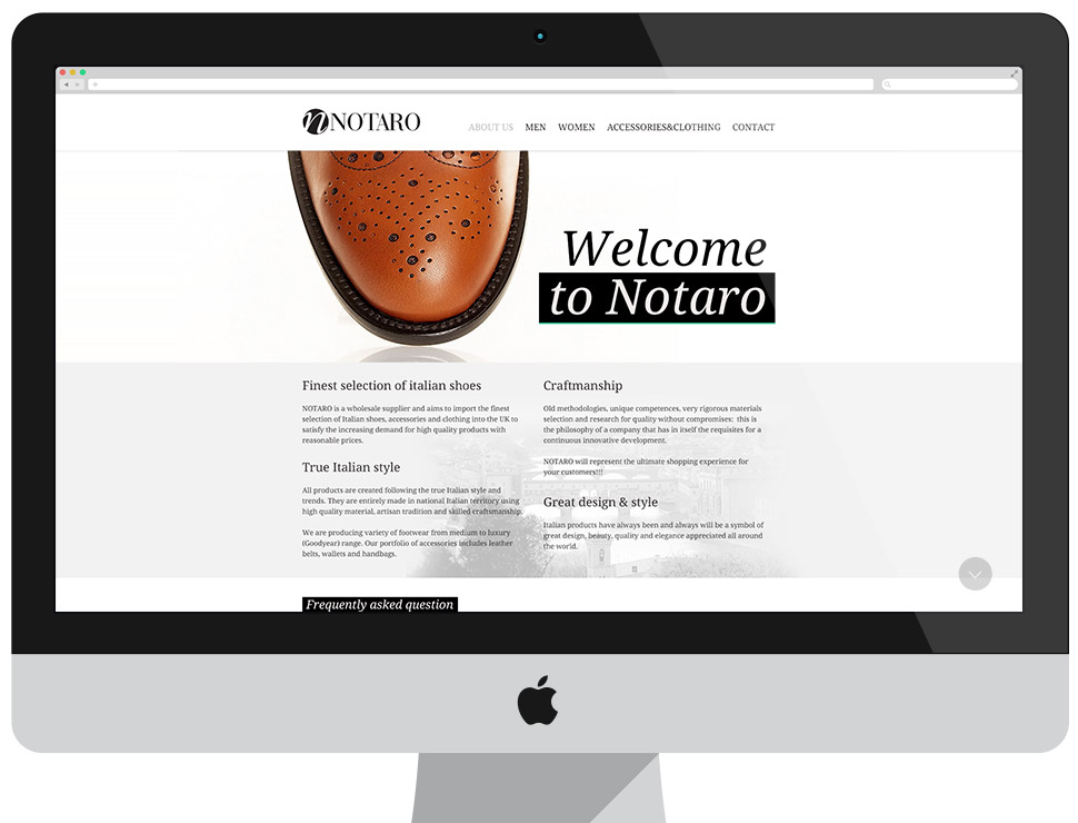 Notaro Shoes - strona wizerunkowa CMS Drupal