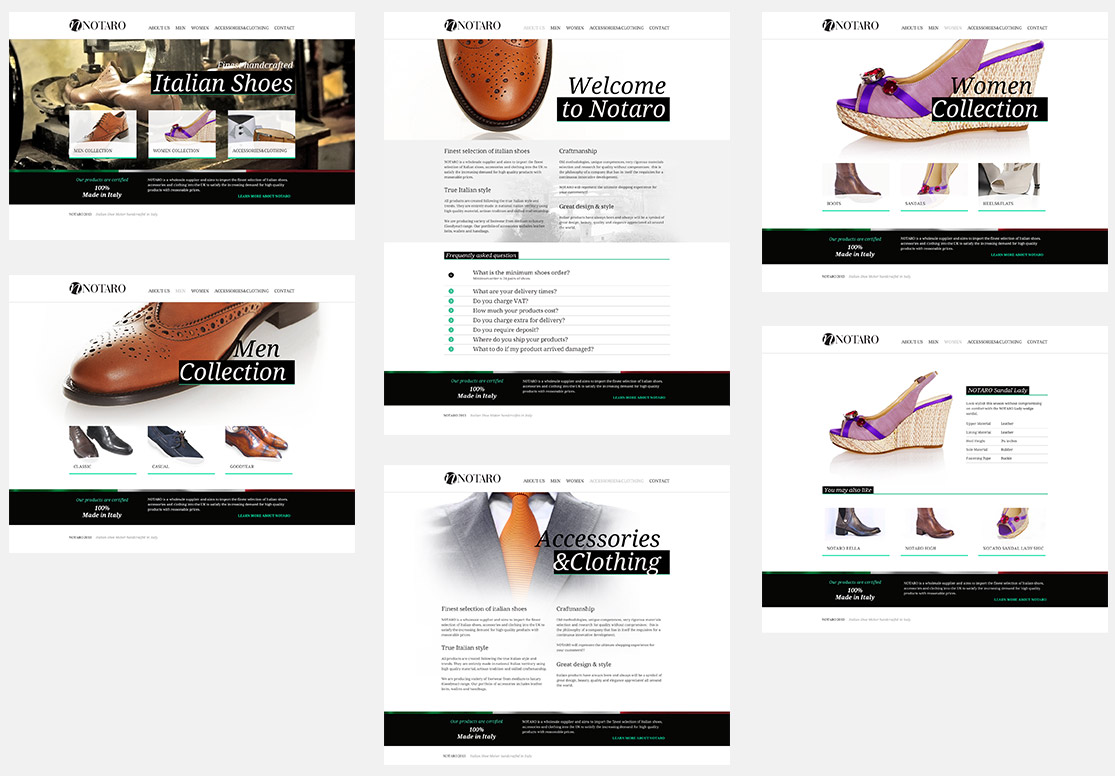 Notaro Shoes - strona wizerunkowa CMS Drupal