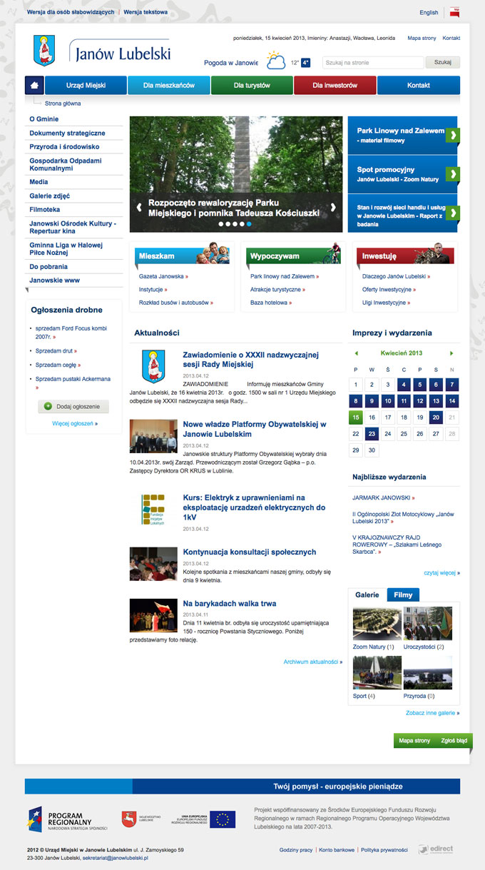 Janów Lubelski Local government - City Information portal