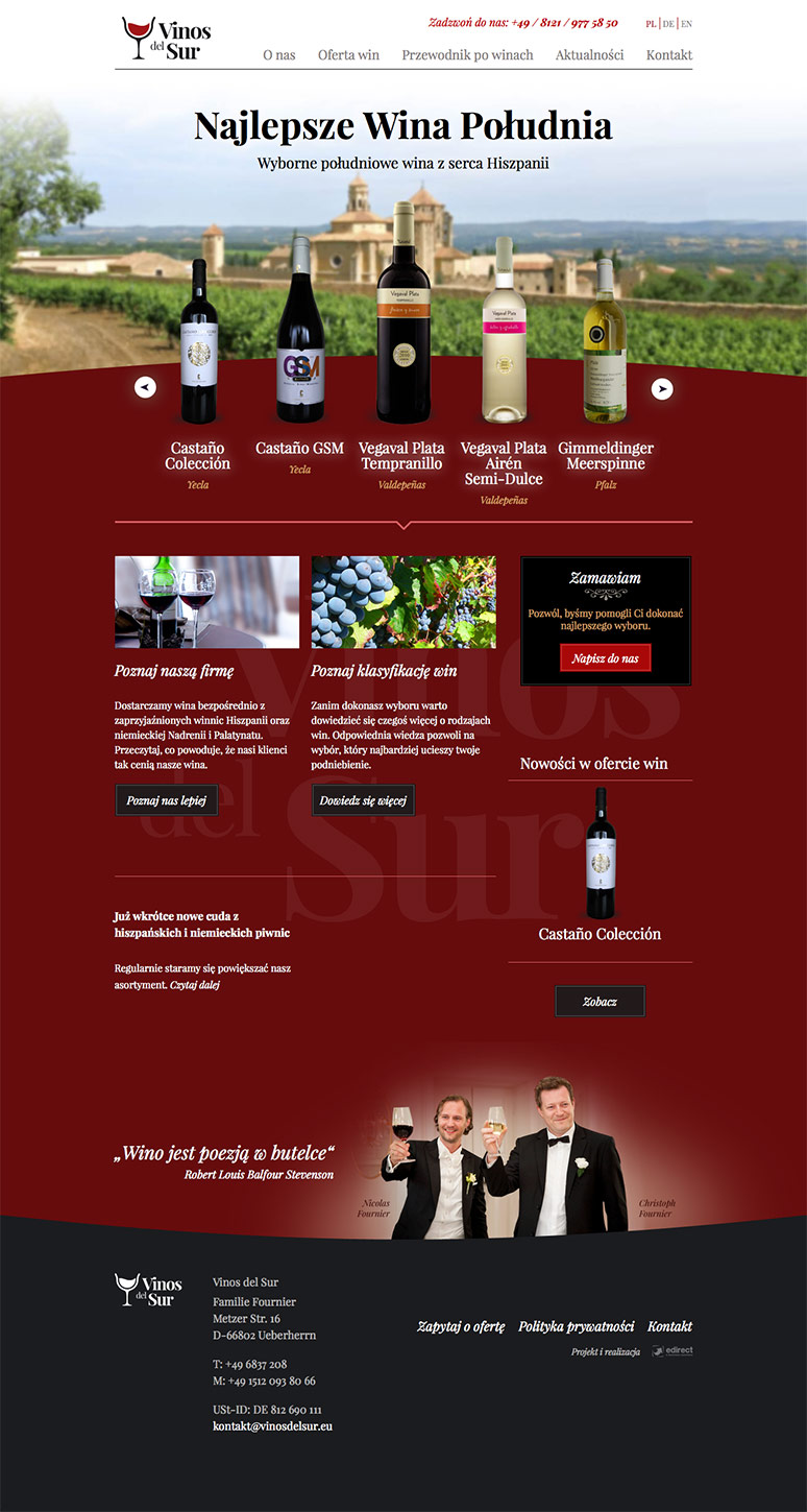 Vinod del Sur - strona internetowa Drupal CMS